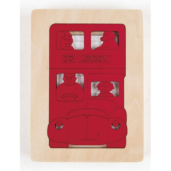 Hape E6512 Five Buses, Red Layered Puzzle - New