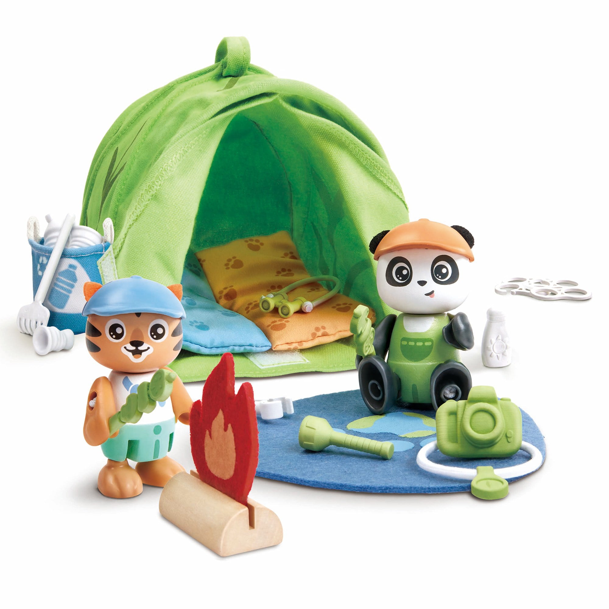 Eco-Friendly Wooden Camping Playset with Tent and Accessories
