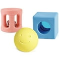 thumbnail image 1 of Hape: Geometric Rattle Trio - 3pc Teething & Shake Toy, Rice Material, Safe To Chew, Soft Pastel Colors, Ball-Rattle-Lense, Baby & Infant Ages 0mo+, 1 of 7
