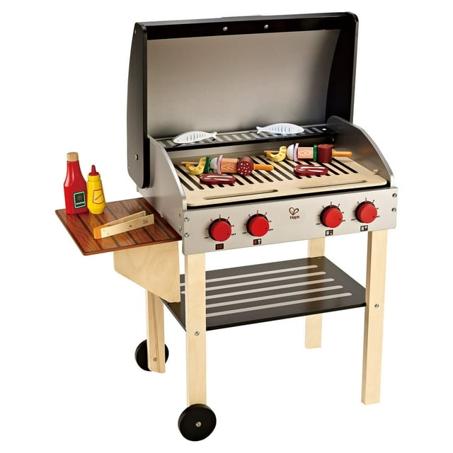 Hape Gourmet Grill Wooden Play Kitchen & Food Accessories, 22 Pieces