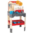 thumbnail image 1 of Hape: Junior Inventor: Vehicle Service & Repair Workbench - 71pc, Wooden Toy Tool Station, Battery Powered Electric Drill, STEM Playset, Kids Ages 3+, 1 of 8
