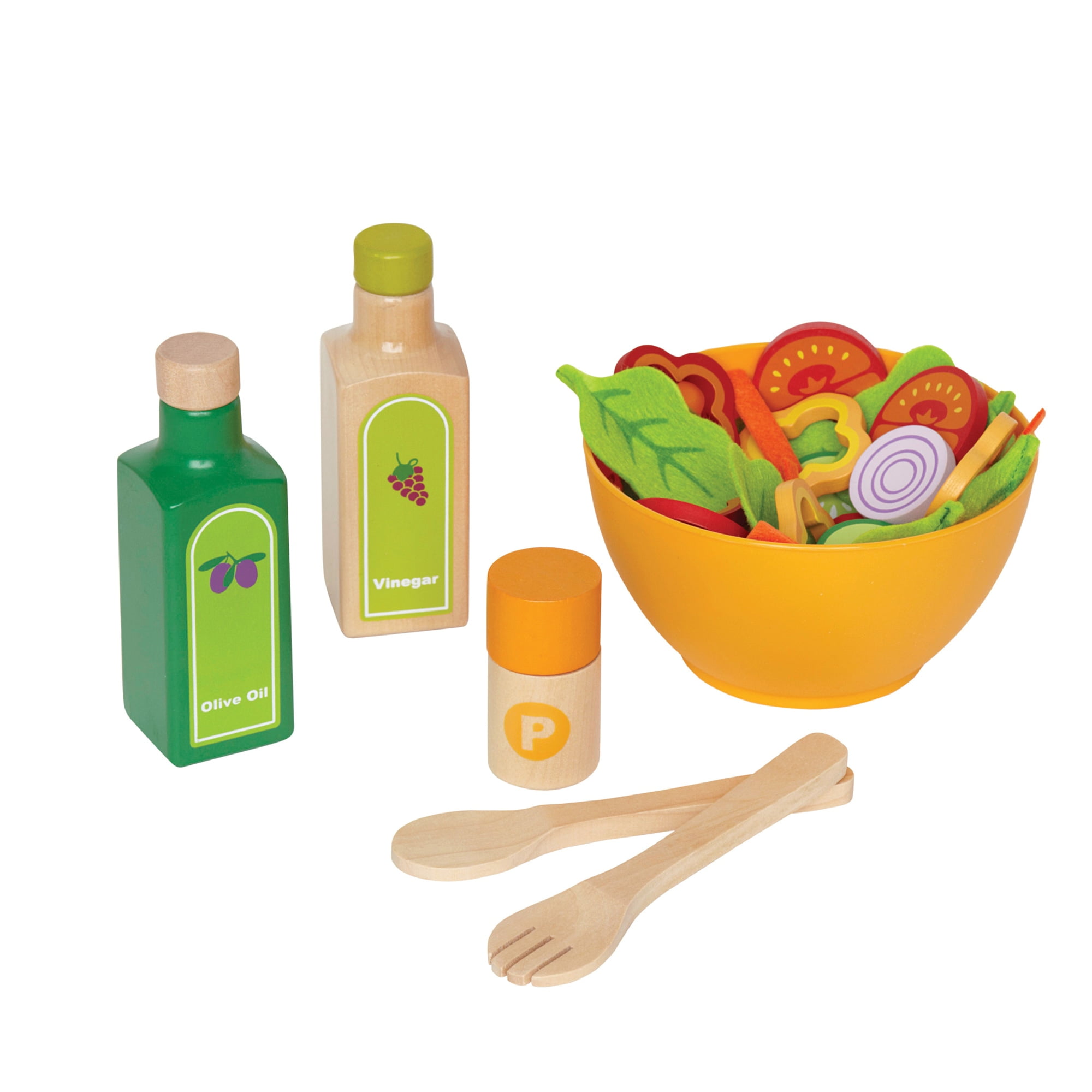 Hape Kitchen Garden Salad Food Playset, 36 Pieces, Kid's Wooden Kitchen