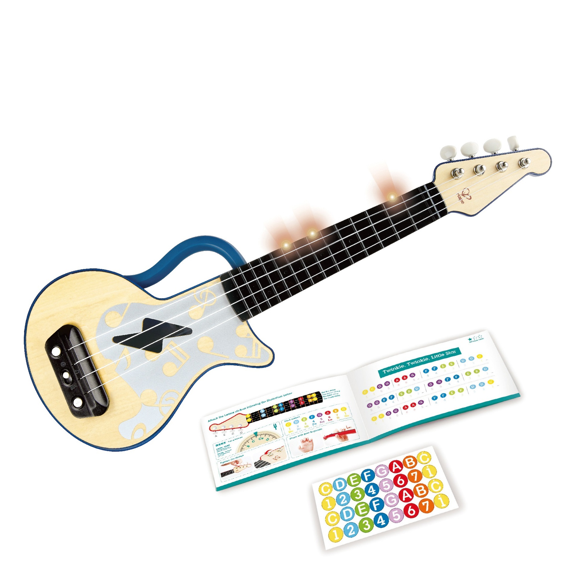 Hape Learn With Lights Kid's Electronic Ukulele in Blue - image 1 of 8
