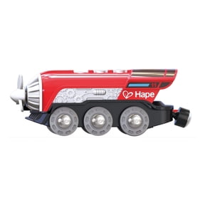 Hape: Light & Sound Propeller Engine - Red & Silver - Battery-Operated Train Toy, Forward & Reverse, Magnetic Linking Capability Vehicle, Kids Ages 3+