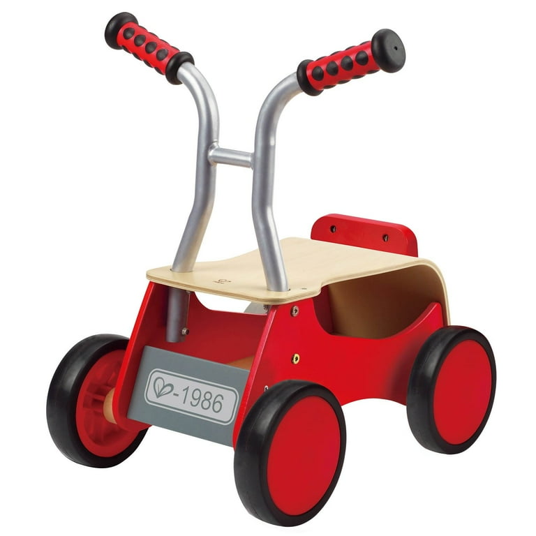 Hape Little Red Rider Wooden Toddler Kid s Safe 4 Wheel Ride on or Push Bike