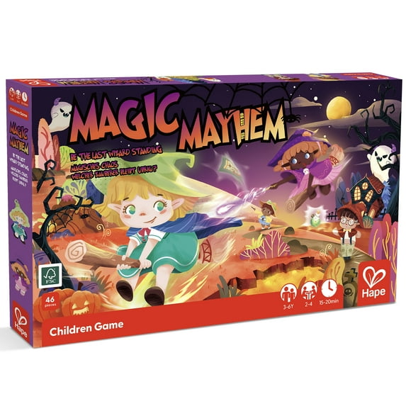 Hape: Magic Mayhem - Strategy Board Game, Be The Last Wizard Standing In The Forest, Board Moving & Card Playing, Preschool, Kids Ages 3+, 2-4 Players