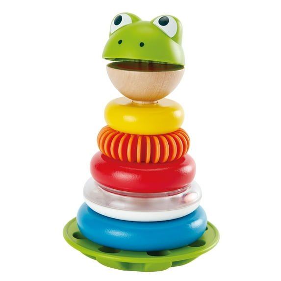 Hape: Mr. Frog Stacking Rings - 5 Stacker Rings On A Wobbling Base, Colorful Animal Stack & Play Toy, Rattle, Sorting & Assembly, Baby Toddler Ages 1+