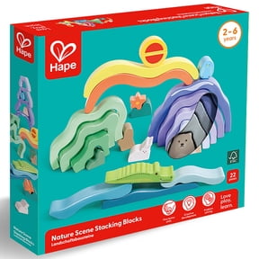 Hape: Nature Scene Stacking Blocks - Wooden Nesting Toy, Animal Sorting & Learning Toy, Colorful Soothing Shades, Building, Toddlers & Kids Ages 2+