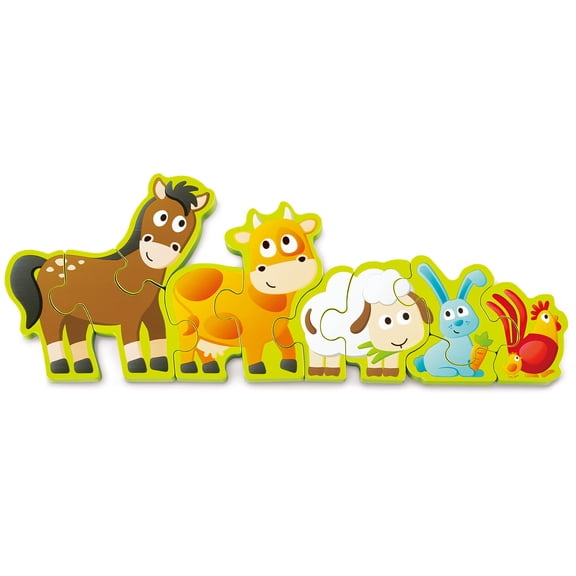 Hape: Numbers & Farm Animals Puzzle - 10pc, Wooden Toy, Double-Sided, Chunky Animal Pieces, Learn Numbers 1-10, Preschool Learning, Kids Ages 3+