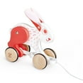 thumbnail image 1 of Hape: Pull Along - Bunny - White & Red - Wooden Animal Toy, Rubber Rimmed Wheels, Encourages Walking, Push & String Pull, Kid Baby Toddler, Age 12 mo+, 1 of 5