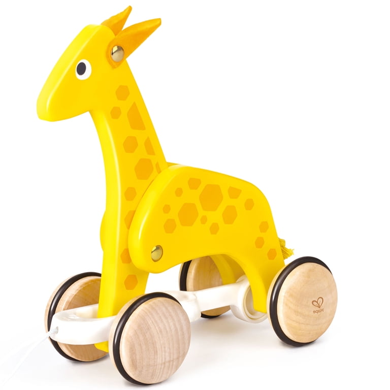 Hape: Pull Along - Giraffe - Yellow - Wooden Animal Toy, Rubber