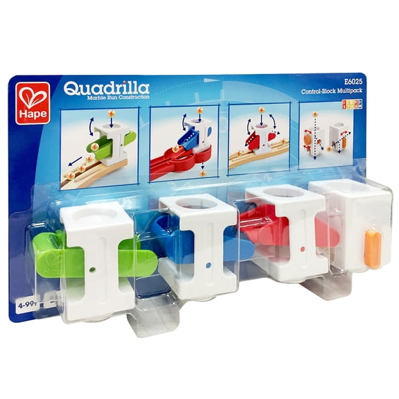 Hape: Quadrilla: Control Block Multipack - Distributor Block, 3 Types of See-Saw, For Use With Quadrilla Marbel Runs, Toy Accessory, Kids Ages 4+