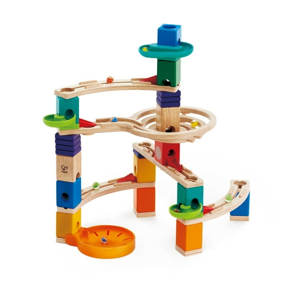 Hape Quadrilla Wooden Cliffhanger Marble Run Construction Building Set, 94 Pieces
