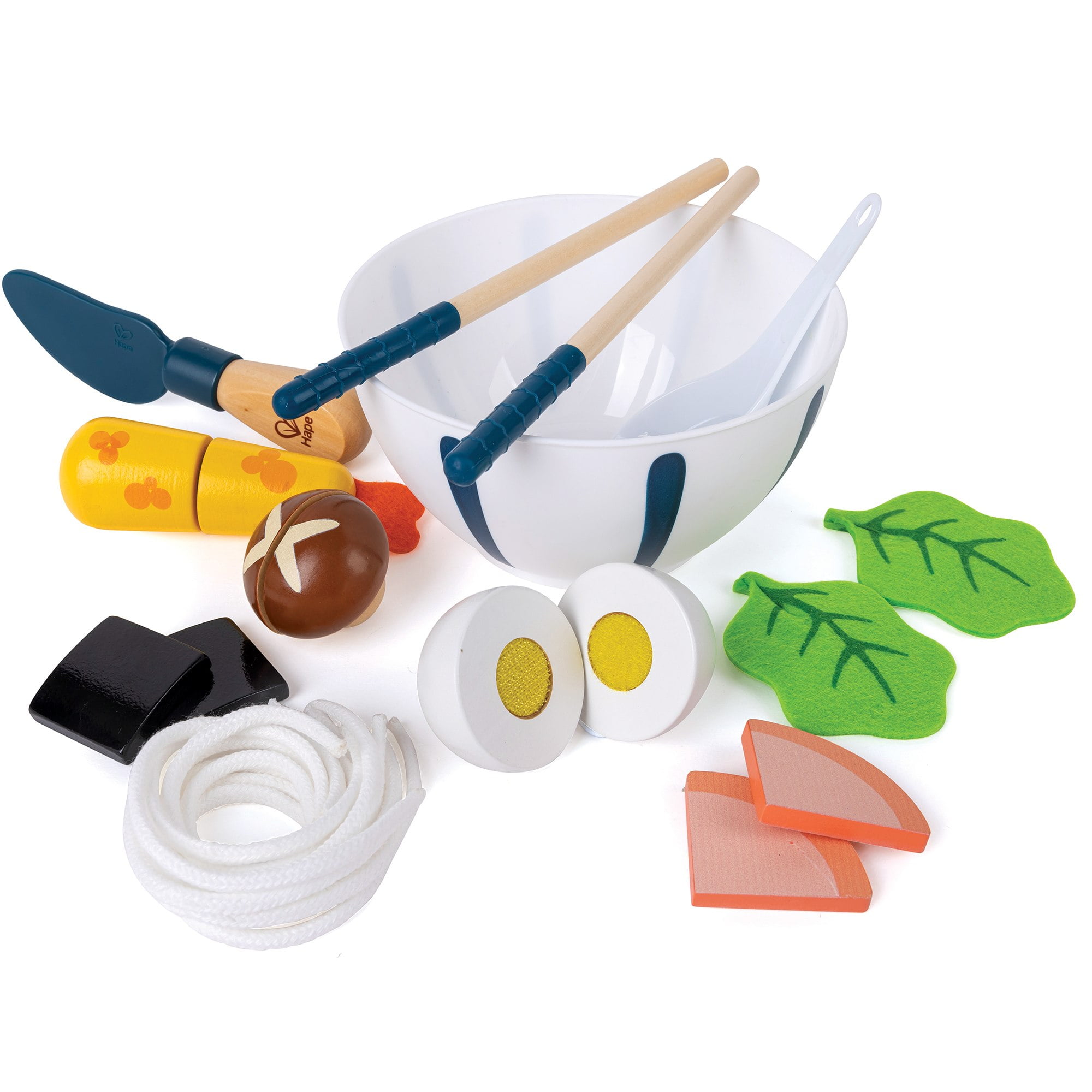 Hape: Slurp-Slurp Udon Set - 11pc, Wooden Food Toy, Bowl & Veggies, Chopsticks & Knife Accessories, Kitchen Pretend Playset, Toddlers & Kids Ages 2+