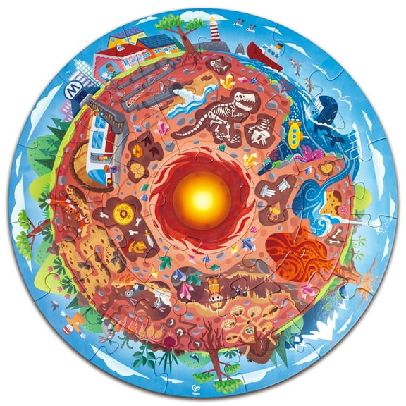 Hape: Underground World Puzzle - 36pcs, Circle Puzzle, LED Earth's Core, Animal & Nature, Oversized Pieces, Play & Learn Toy, Preschool, Kids Ages 4+