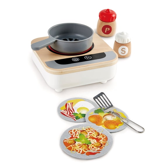 Hape Wooden Fun Fan Fryer Kitchen Accessory Playset, 7 Pieces