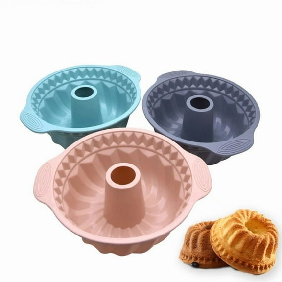 Hapeisy 9.5 in Silicone Cake Pan, Non-stick Bundt Pan with Sturdy Handle, Cake Baking Molds for Bundt Cakes, Perfect Bakeware for Cake, Jello, Gelatin, Bread, Para Gelatinas