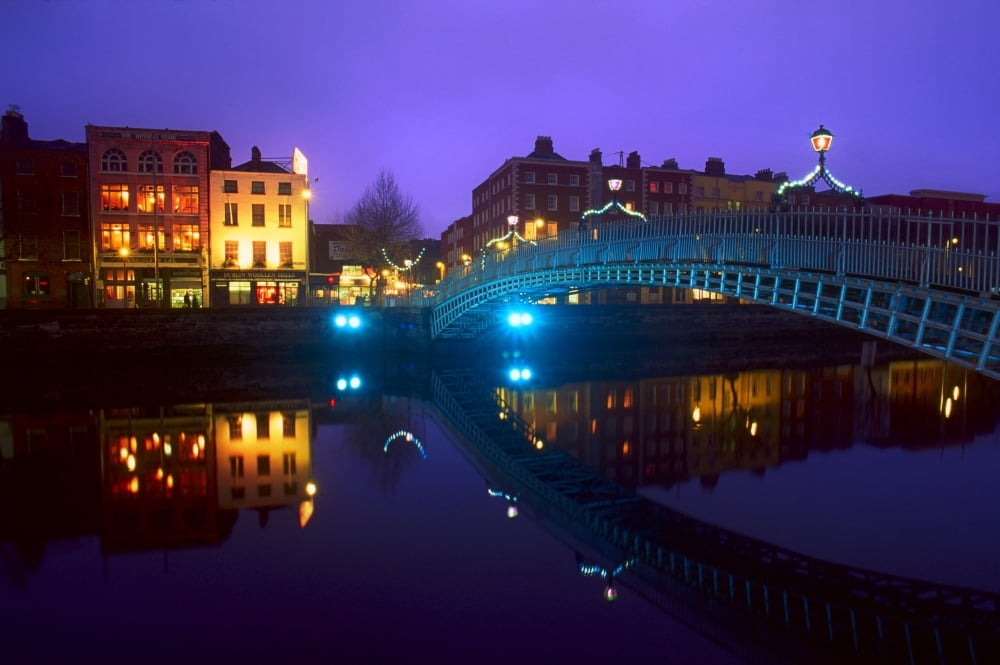 Hapenny Bridge Dublin Ireland Canvas Art - The Irish Image Collection Design Pics (19 x 12)