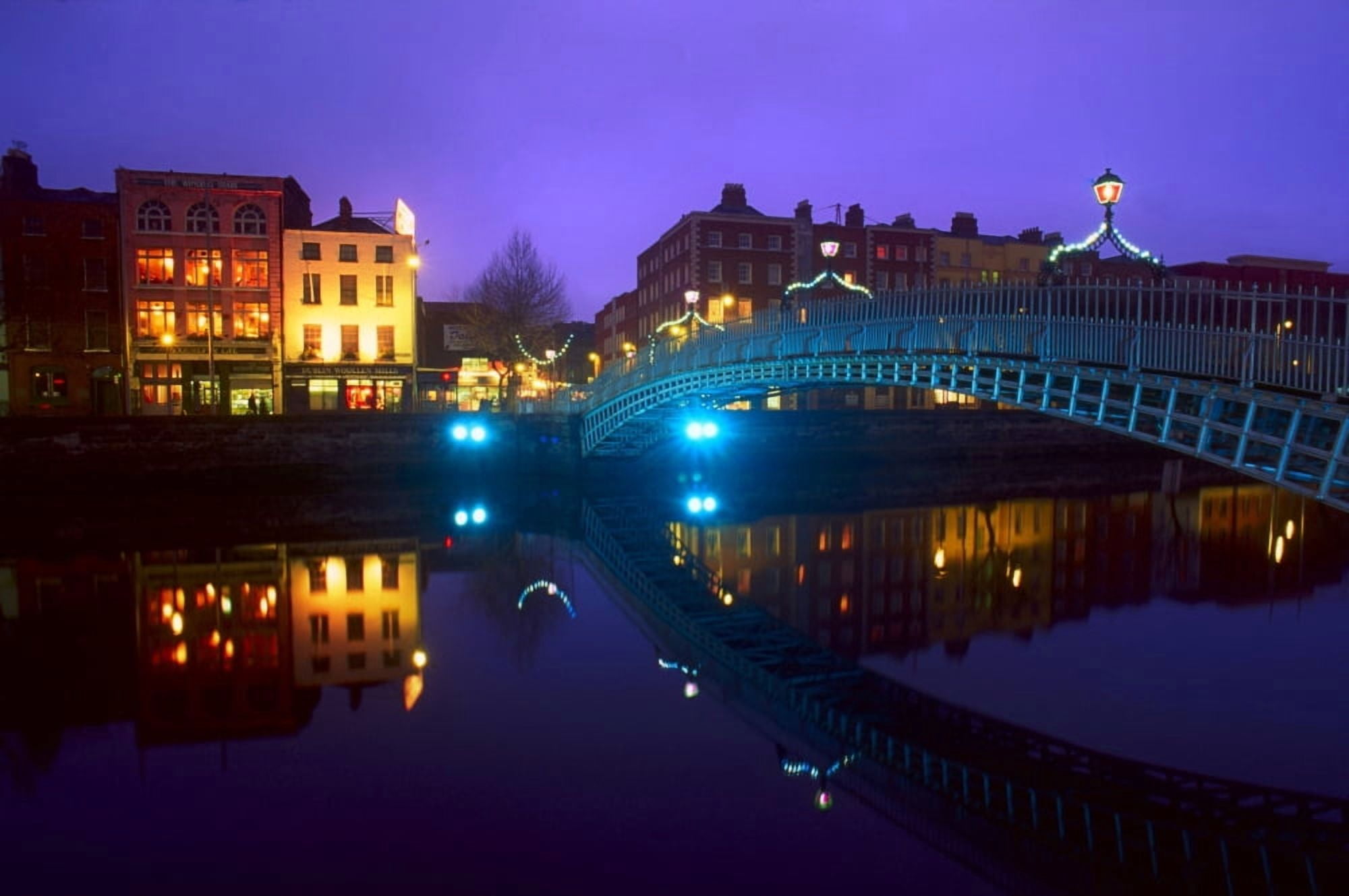 Hapenny Bridge Dublin Ireland Canvas Art - The Irish Image Collection Design Pics (38 x 24)