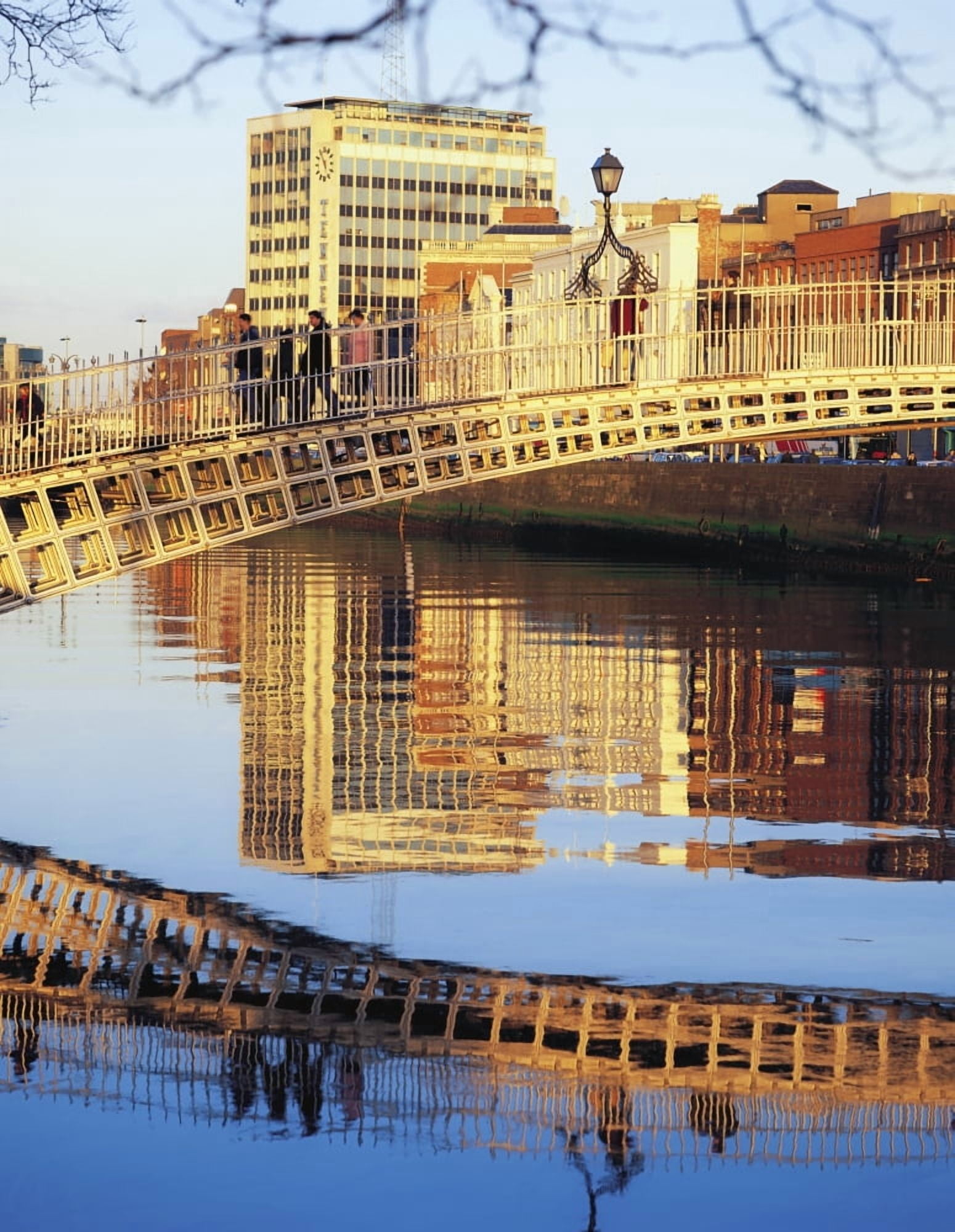 Hapenny Bridge River Liffey Dublin Ireland 19Th Century Bridge Canvas Art - The Irish Image Collection Design Pics (13 x 17)