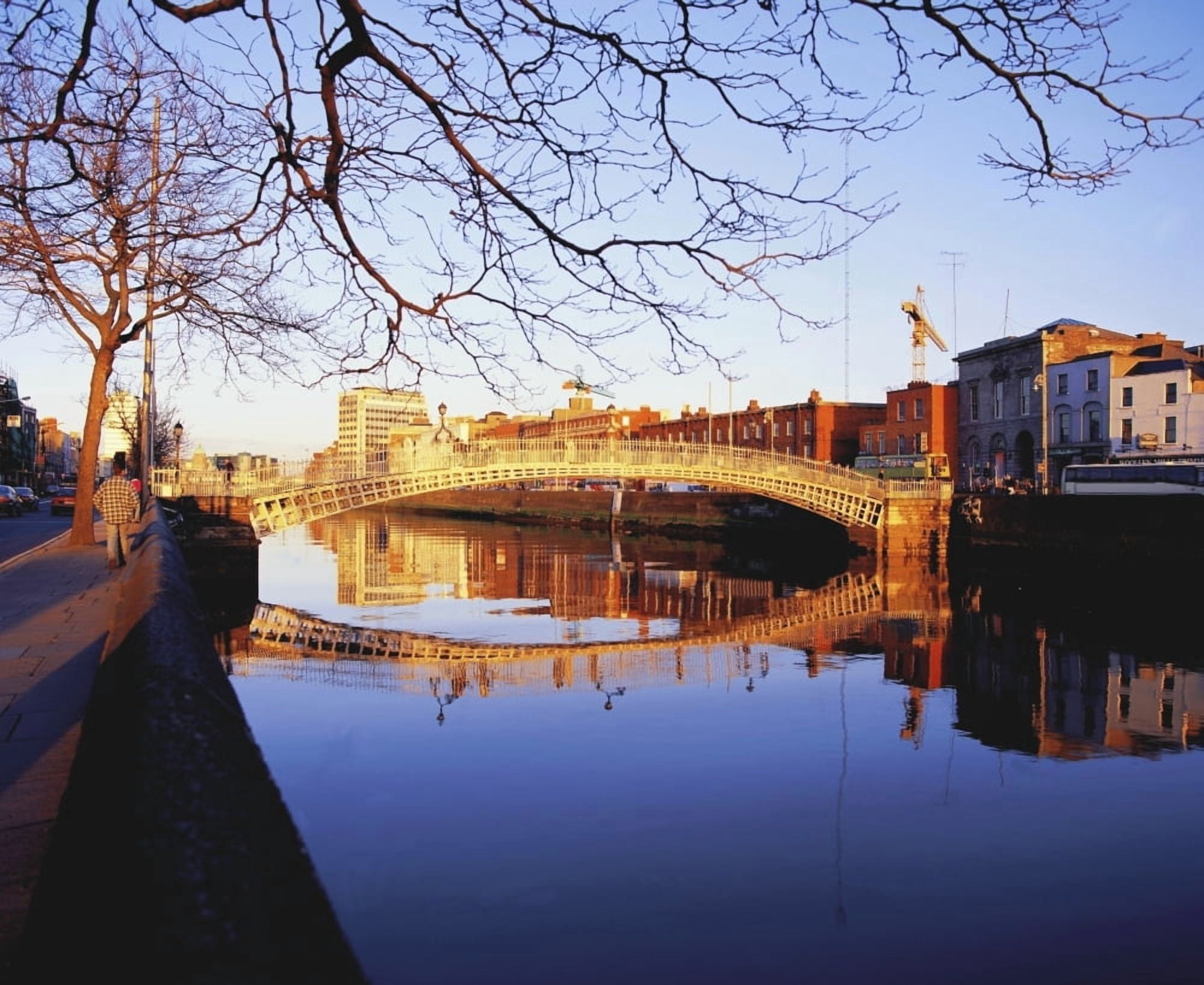 Hapenny Bridge River Liffey Dublin Ireland Canvas Art - The Irish Image Collection Design Pics (32 x 26)