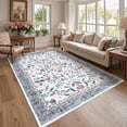 thumbnail image 1 of Haperlare 10'x13' Farmhouse Floral Area Rug Vintage Indoor Carpet with Non Slip Backing, Washable Rug Soft Printed Foldable Floor Mat for Living Room Bedroom Home Office, Light Blue, 1 of 8