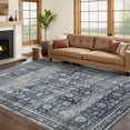 thumbnail image 1 of Haperlare 10x13 Vintage Printed Area Rugs Washable Accent Rugs, Non Slip Stain-Resistant Oriental Floor Carpet Farmhouse Low Pile Rugs for Living Room Bedroom Office, Blue, 1 of 8
