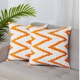 thumbnail image 1 of Haperlare 16"x16" Decorative Pillow Cushion Case Wave Striped Square Pillow Covers for Bed Couch Modern Pillowcase, Orange/White, 2 Pack, 1 of 6