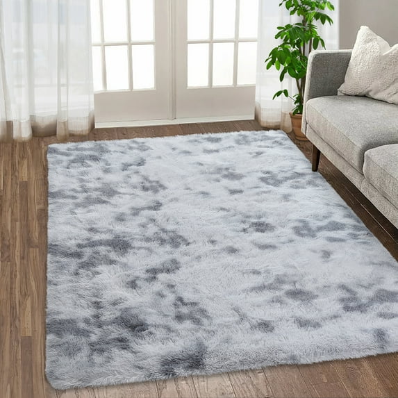 Haperlare 2.6' x 4.9' Fluffy Area Rugs for Living Room Soft and Thick Faux Area Rug Indoor Shag Rug Modern Nursery Rug Carpets for Bedroom, Light Gray