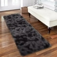 thumbnail image 1 of Haperlare 2' x 6' Shag Runner Rug Shaggy Fluffy Rug Indoor Non-Slip Hallway Runner Rug Modern Floor Carpet for Laundry Room Kitchen, Black Gray, 1 of 5