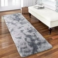 thumbnail image 1 of Haperlare 2' x 6' Shag Runner Rug Shaggy Fluffy Rug Indoor Non-Slip Hallway Runner Rug Modern Floor Carpet for Laundry Room Kitchen, Light Gray, 1 of 5