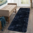 thumbnail image 1 of Haperlare 2' x 6' Shag Runner Rug Shaggy Fluffy Rug Indoor Non-Slip Hallway Runner Rug Modern Floor Carpet for Laundry Room Kitchen, Navy Blue, 1 of 6