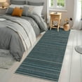 thumbnail image 1 of Haperlare 2'x6' Modern Stripe Runner Rug Neutral Printed Carpet, Washable Rug with Non Slip Rubber Backing Soft Low Pile Rug for Bedroom Hallway Living Room, Blue, 1 of 8