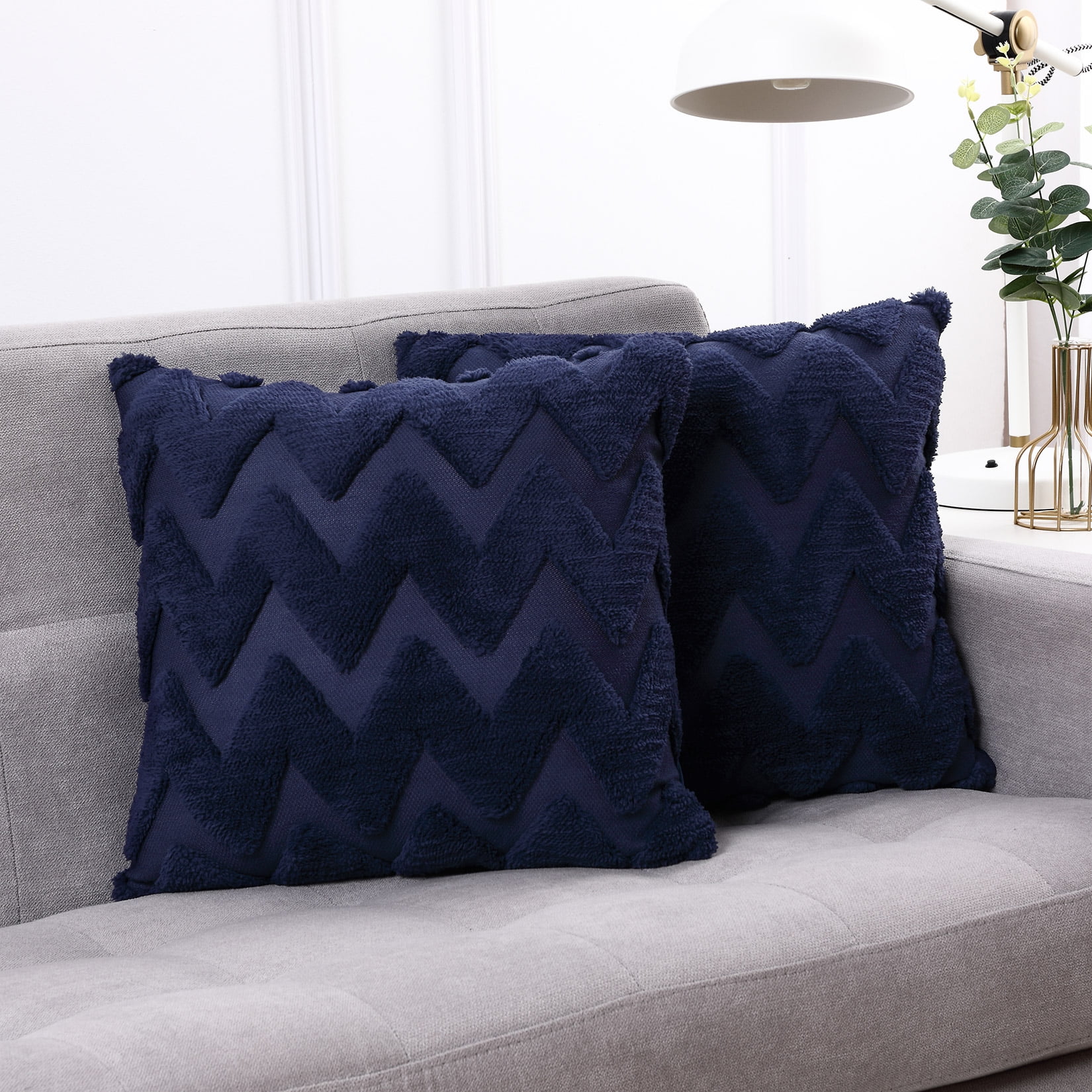 Haperlare 20 x 20 Inch Blue Sofa Cushion Covers Wave Decorative Throw