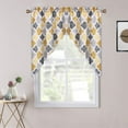 thumbnail image 1 of Haperlare 28"Wx36"L Cafe Swag Valances Curtains Geometric Quatrefoil Trellis Printed Light Filtering Kitchen Window Swag Pair Curtain Valances, Yellow/Gray, 1 of 5