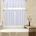 thumbnail image 1 of Haperlare 3 Pcs Kitchen Curtain and Valance Set 36 inch Length Waffle Weave Textured Blackout Bathroom Curtains Window Treatment, White, 1 of 5