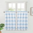 thumbnail image 1 of Haperlare 30"W x 36"L Striped Kitchen Curtain Waffle Weave Textured Blackout Cafe Curtains Half Window Treatment Set, Blue, 2 Panels, 1 of 7