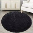 thumbnail image 1 of Haperlare 4'x4' Black Round Rug Soft Plush Modern Circle Area Rug for Kid's Bedroom, Fluffy Shag Circular Rug for Nursery Room Teen's Room, 1 of 7