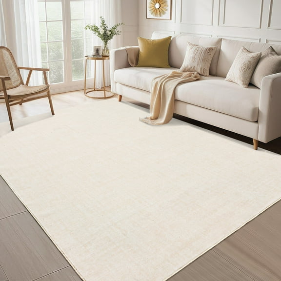 Haperlare 5'x7' Area Rug Modern Abstract Solid Color Rug, Minimalist Neutral Floor Carpet Washable Rug Non Slip Indoor Mat for Living Room Bedroom Home Office, White