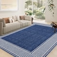 thumbnail image 1 of Haperlare 5'x7' Area Rug Washable Modern Bordered Rugs, Foldable Contemporary Striped Indoor Carpet Low Pile Stain Resistant Rugs for Living Room Bedroom Dining Room Home Office, Blue, 1 of 8