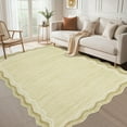 thumbnail image 1 of Haperlare 5'x7' Modern Solid Color Area Rug Scalloped Carpet, Machine Washable Rug Non-Slip Low Pile Indoor Mats for Living Room Bedroom Dining Room, Beige, 1 of 8