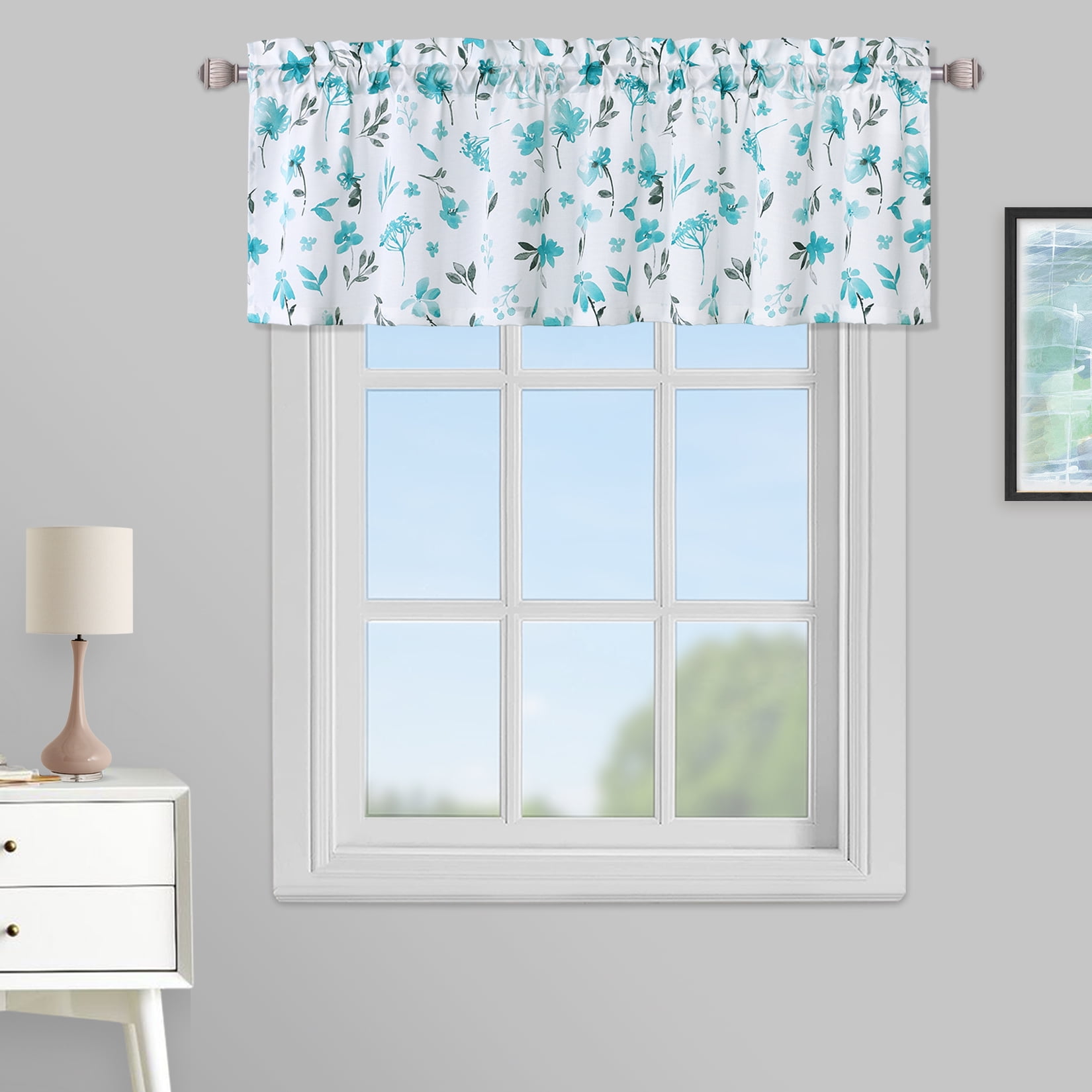 Haperlare 52" W x 15" L Green Window Valances Curtains French