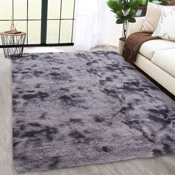 Haperlare 6.1' x 6.1' Square Shaggy Area Rug Home Decorative Non-Slip Mat Plush Fluffy Rugs Comfy Dorm Nursery Carpet, Dark Gray
