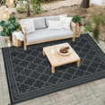 thumbnail image 1 of Haperlare 8' x 10' Black & Gray Outdoor Rug Plastic Straw Rug Bohemia Carpet Waterproof PP Tube Woven Portable Mat for RV, Patio Decor, Porch, Balcony, Picnic, 1 of 7