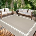 thumbnail image 1 of Haperlare 8'x10' Waterproof Outdoor Rug Reversible Plastic Straw Rug, Modern Bordered Patio Rug Outdoor Camping Mat for RV Camping Deck Balcony Porch Picnic, Gray Coffee, 1 of 9