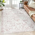 thumbnail image 1 of Haperlare 9x12 Vintage Floral Area Rug Oriental Rug, Soft Washable Rug Non Slip Low Pile Thin Rug Carpet for Living Room Bedroom Home Decor, Pink, 1 of 8