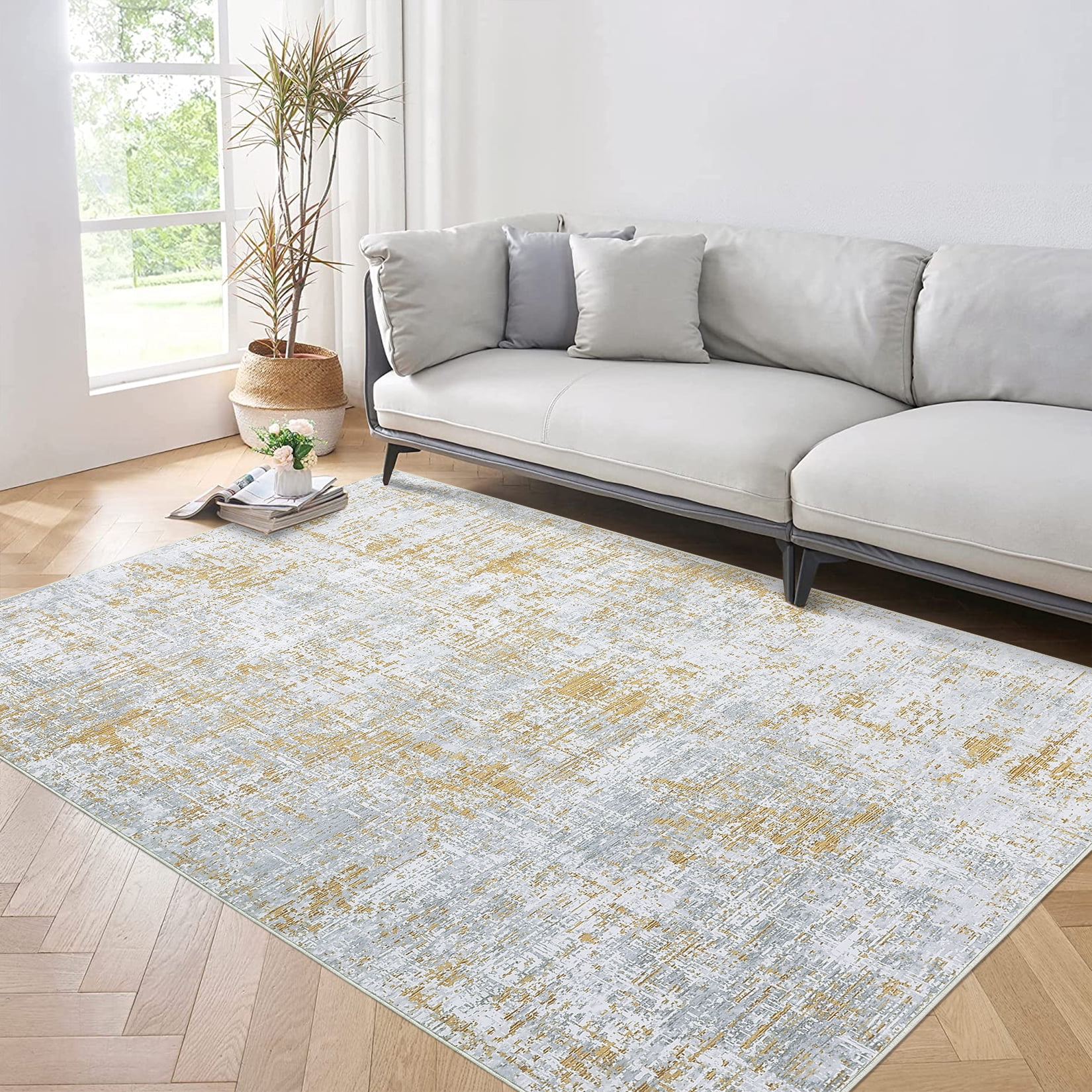 Haperlare Abstract Area Rug Non Slip Living Room Rug Modern Carpet Stain Resistant Rug Colorful