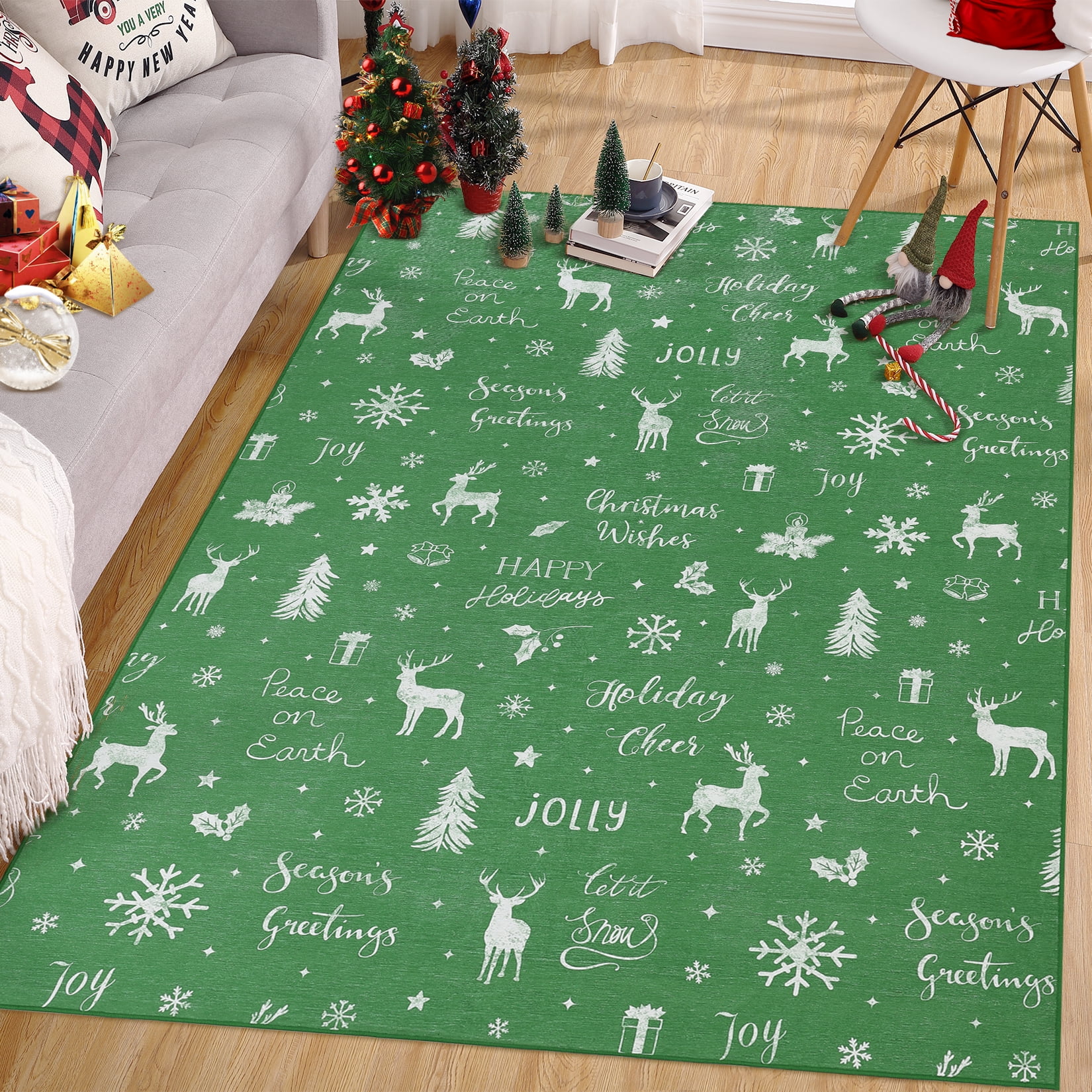 Haperlare Area Rug 3' x 5' Christmas Room Decor Rugs Washable Carpet