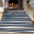 thumbnail image 1 of Haperlare Area Rug Aesthetic Striped Geometric Non-Slip Throw Rugs for Living Room Bedroom Indoor Soft Rug, 9' x 12' Beige Blue, 1 of 7