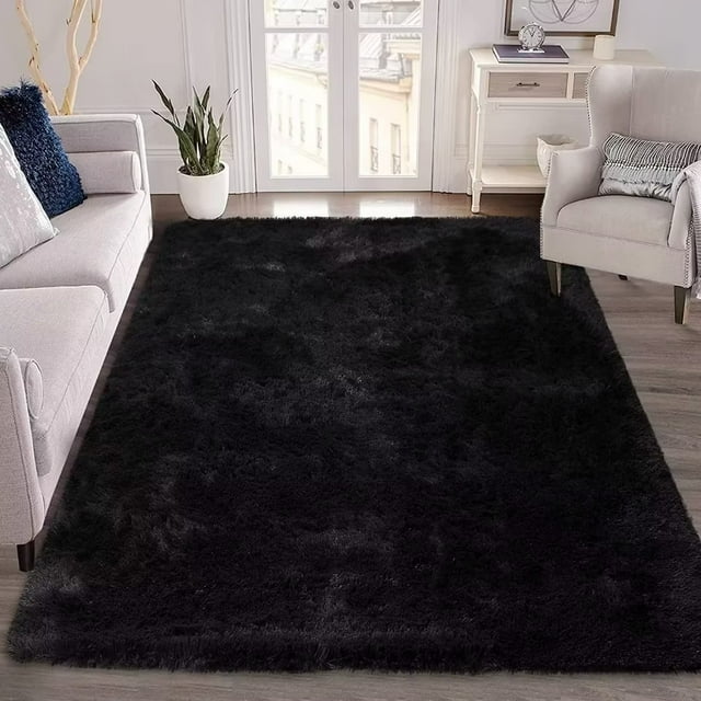 Haperlare Area Rug Extra Large 10'x13' Fluffy Rugs Shag Rugs for Living Room Bedroom Furry Rugs Shaggy Rug Home Decor Rug Carpets, Black